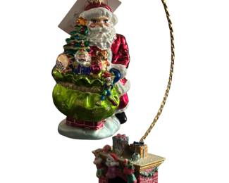 Christopher Radko Ornament Deluxe Delivery Santa 3D Fireplace Stand