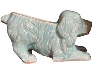 Cocker Spaniel Dog Shawnee Pottery 1940s Blue Ceramic Planter