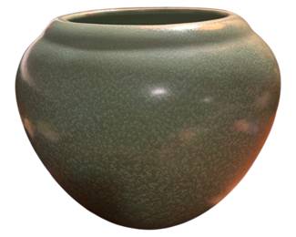 Haeger 1920s Art Pottery Geranium Leaf Frosted Matte Green Planter Vase