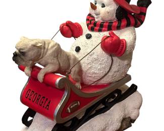 UGA Snowman Riding Sled Figurine