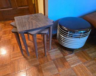 MCM Square Formica & Wood Stacking Nesting Side Tables Set of 3 Vintage.
 