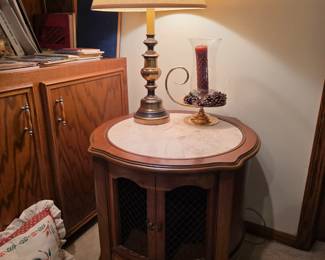Antique marble top French end table. 