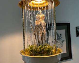 MCM hanging mineral oil swag lamp, 3 goddesses