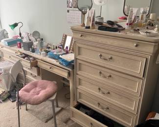 antique wooden dresser and desk 