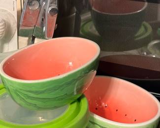 Watermelon-themed ceramic bowls