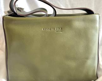 Kenneth Cole Olive Green Leather Crossbody Bag