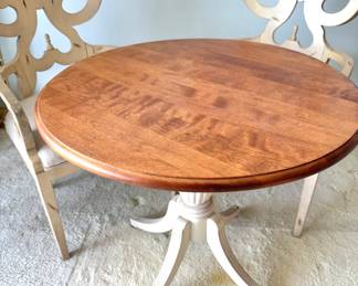 Round Pedestal Table w/ Scroll Back Chairs, Cottage Chic Dining Set
