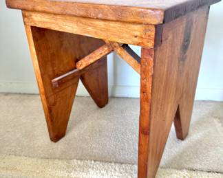 Farmhouse Rustic Handcrafted Primitive Stool with V-Cut Legs