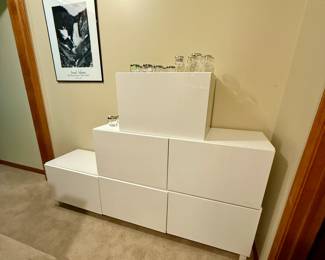 Ikea Media cabinet - two pieces on top can be mounted on wall.