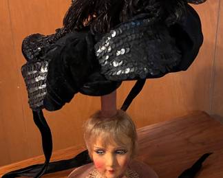 Antique silk velvet hat