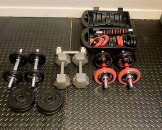 Assorted Weights and Dumbbells.