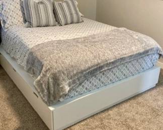 Queen Ikea Style Pedestal Bed with 6 Drawer Storage.