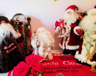 Santa figurines -- also Christmas wreaths, mugs, etc.
