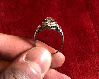 Platinum Ring with .78ct Old European Cut Diamond and .55ct accents 