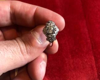 Platinum Ring with .78ct Old European Cut Diamond and .55ct accents 