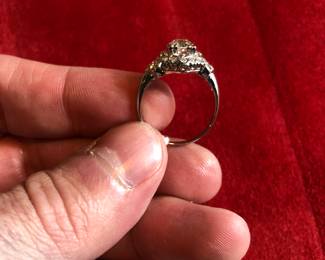 Platinum Ring with .78ct Old European Cut Diamond and .55ct accents 