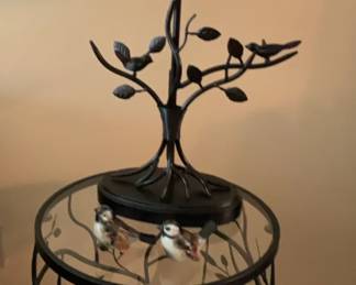 Bird Barrel Side Table With Matching Lamp