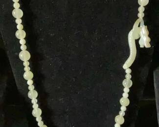 Vintage Chinese Hand Carved Dragon Jade Necklace
