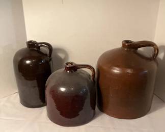 3 Brown Pottery Jugs