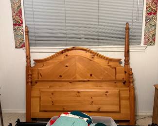 Pine full bed frame (will be sold as a set with dresser, vanity, & nightstand) or as separate pieces.