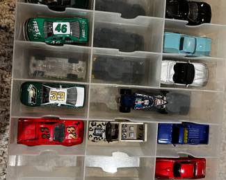 Lot of 20 Die-Cast Toy Cars – Hot Wheels, Matchbox, NASCAR, Muscle & Exotic Cars with Storage Case