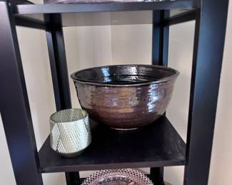 Ceramic bowl  with dark iridescent glaze 