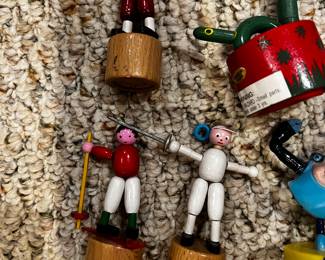 Vintage Wooden Push Puppets – Character Figures