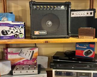 Retro Audio & Video Lot, Guitar Amps, Tape Decks, DVD Players, Mixer, Radios & Speakers

