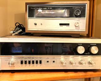 Vintage Stereo Receivers, Sansui RA-500 Reverb Amp and Sherwood S-7200 Analog Tuner, Classic 1970s Audio

