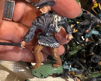 Vintage Britains & Crescent Painted Lead Toy Soldiers – Western & Civil War Lot – Rare UK Figures