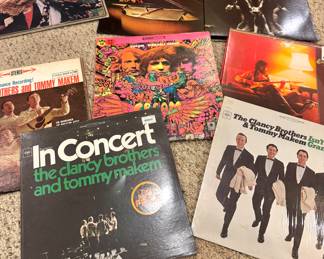 Vintage Vinyl Record Collection Featuring Dylan, Roberta Flack, Cream, and The Clancy Brothers