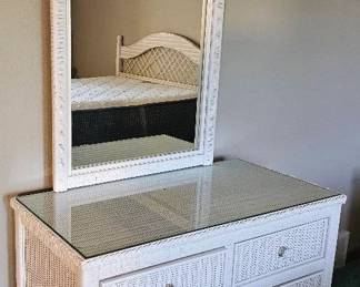  01 Coated Wicker Dresser with Mirror