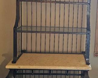 Rustic Iron, Marble Glass Bakers Rack