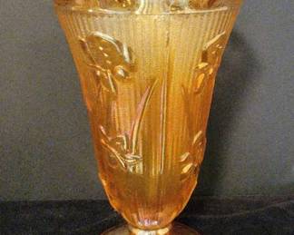 Marigold Carnival Glass Vase
