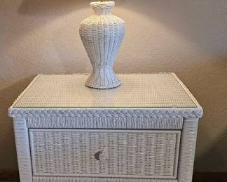 Coated Wicker Night Stand Lamp