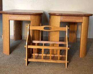 Solid Wood End Tables and Magazine Rack