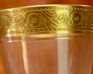 Glastonbury glasses, gold rim detail.