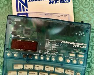 Zoom RT-123 percussion synthesizer attaches to Allen theater organ pictured previously/