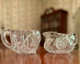 Wonderful cut glass sugar and creamer set.