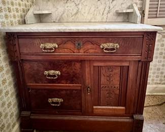 Eastlake marble top washstand.