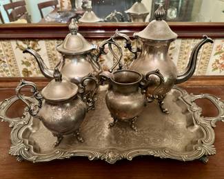 Birmingham Silver Company (BSG) silver on copper tea and coffee set.