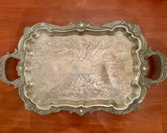 Tray of Birmingham Silver Company (BSG) silver on copper tea and coffee set.