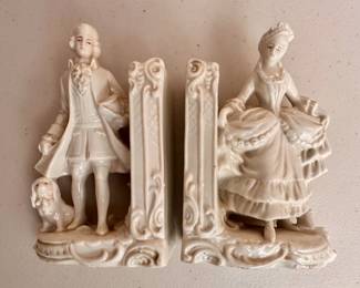 Antique white porcelain Victorian bookends.