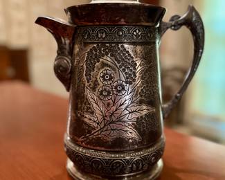 White metal pot from Middletown Plate Co., ca 1860's - 1890's. White metal is an alloy containing tin, copper, lead, antimony and bismuth.
