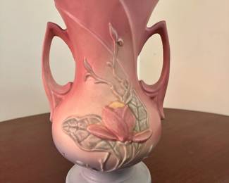 Large Hull Pottery Magnolia two-handled vase.