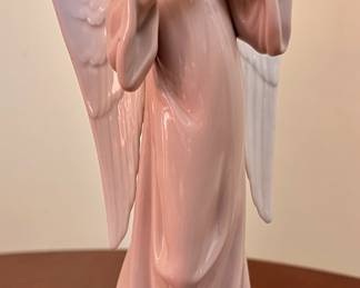 Lladro "Angel with Lyre" glazed porcelain figurine.