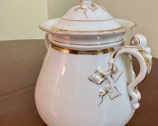 French Haviland "Wedding Ring" sugar bowl with lid, ca 1880s.