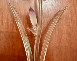 Frosted blown glass iris.