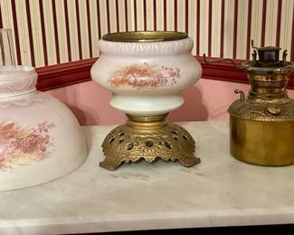 Antique Fostoria lamp, disassembled.