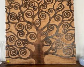 Decorative wood carving, measures 30" x 30"